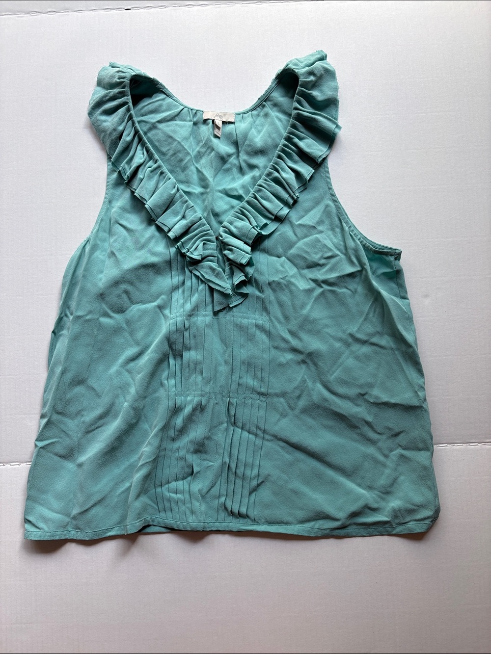 Joie Teal Ruffled V-Neck Sleeveless Tank